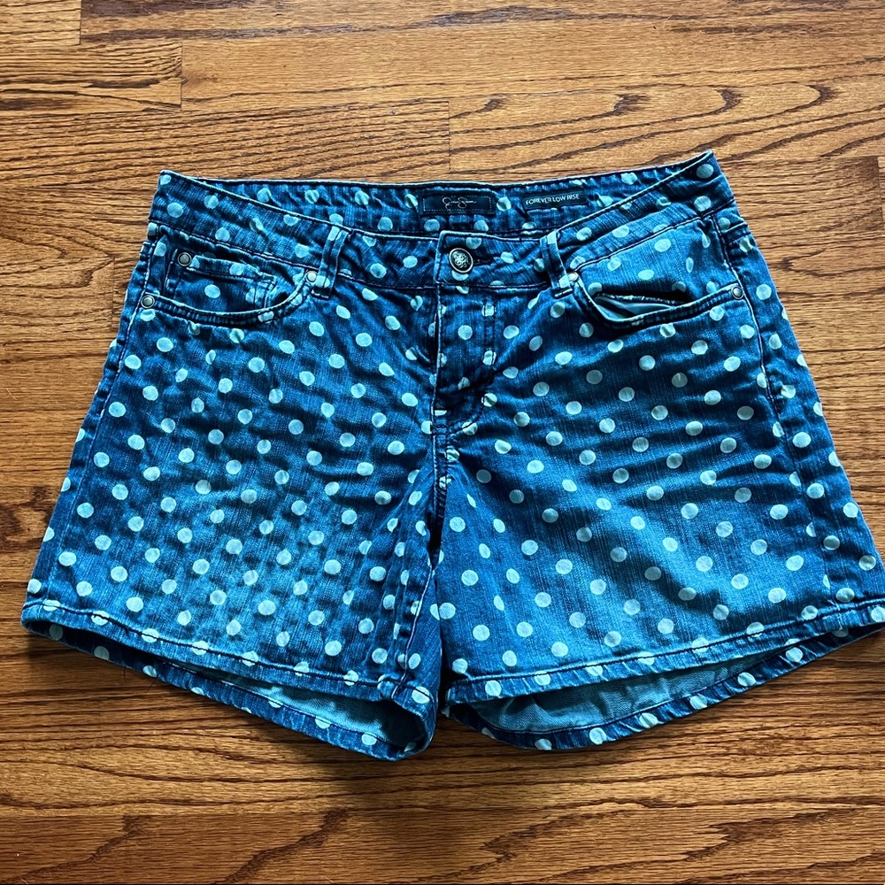 Jessica Simpson polka dot jean shorts